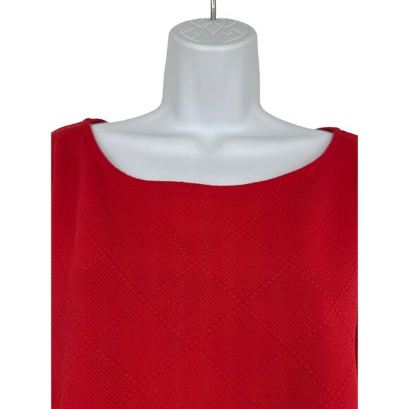 Chicos Red Textured Diamond Pattern Long Sleeve Top Size 3 US XL - Picture 2 of 10